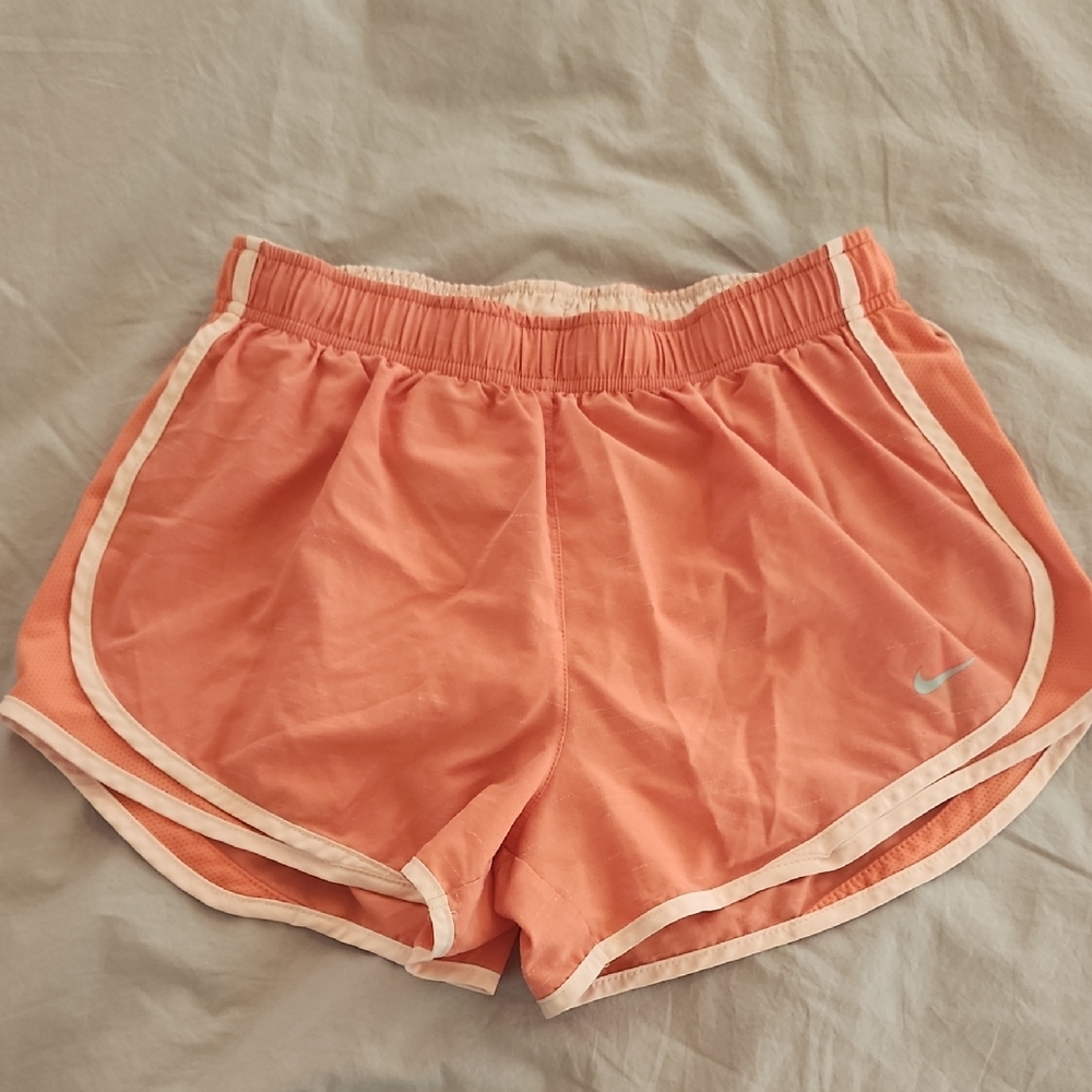 Nike Orange Athletic Shorts with Curved Hem